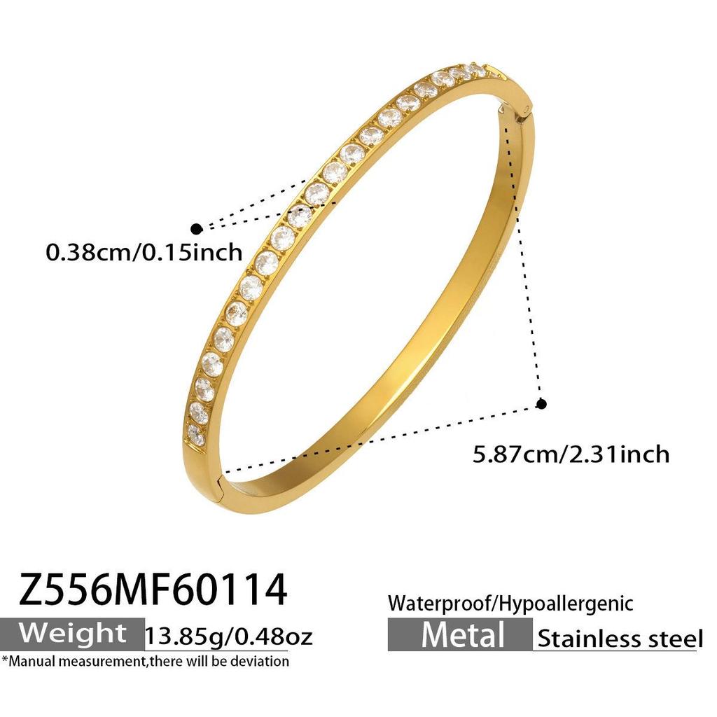 European Classic Zirconia Women's Bracelet: Stainless Steel Design with Rhinestones