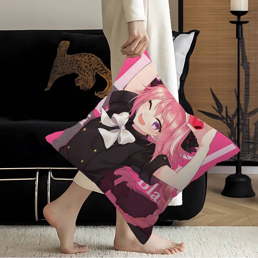 AAstolfo Rose Mignonne Fille Anime Housse de Coussin Taie d'oreiller Salon Canapé Décoration de Maison Personnalisé