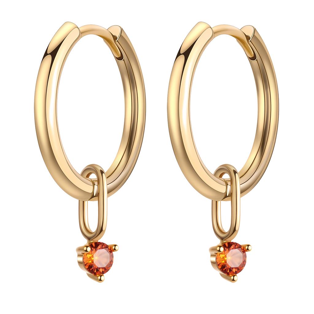 Kinitial Zarte Goldfarbene Zirkonstein-Anhänger Messing-Creolen für Damen Mädchen Lässiger Täglicher Klassischer Sommer-Schmuck