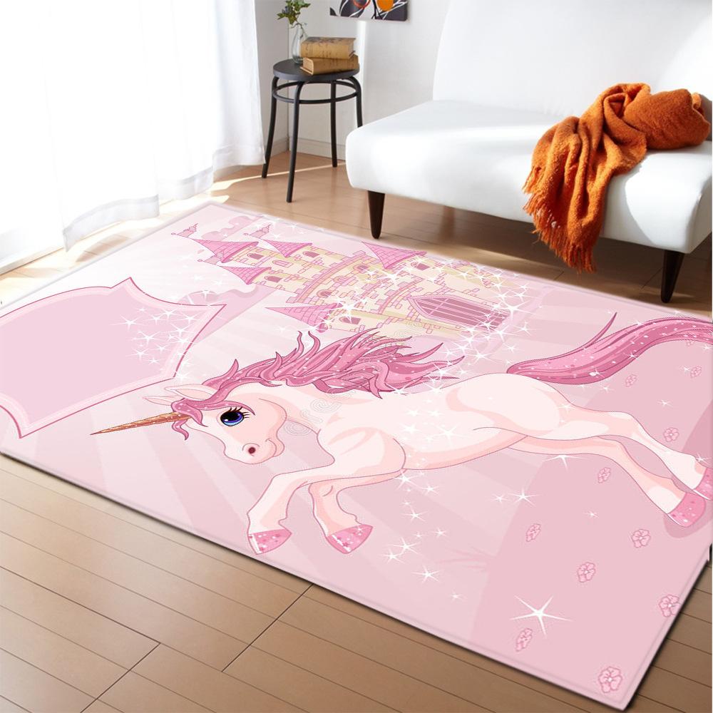 Kwiatowy Jednorożec Dywanik do Salonu Tęczowy Dywan do Sypialni Wystrój Paloru Magiczny Jednorożec Dziewczynki Dzieci Dywanik do Zabawy Maty Łazienkowe