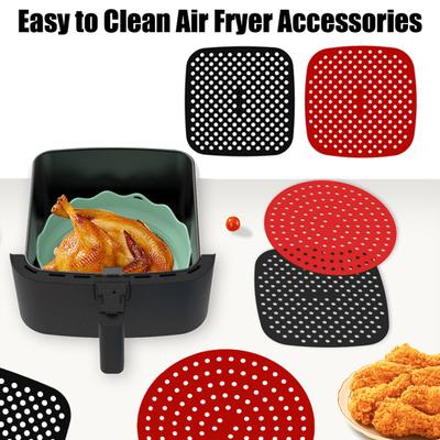 Silicone Air Fryer Liners Reusable Non-stick Pot Liner Food-Grade Silicone Basket Accessories Replacement of Parchment Liner Paper Silicone