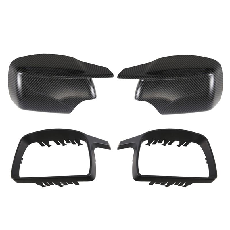 Carbon Fiber Style Side Mirror Cover Caps Replacement New M Look Mirror Covers For BMW X5 E53 1999-2006 Accessories Carbon Fiber