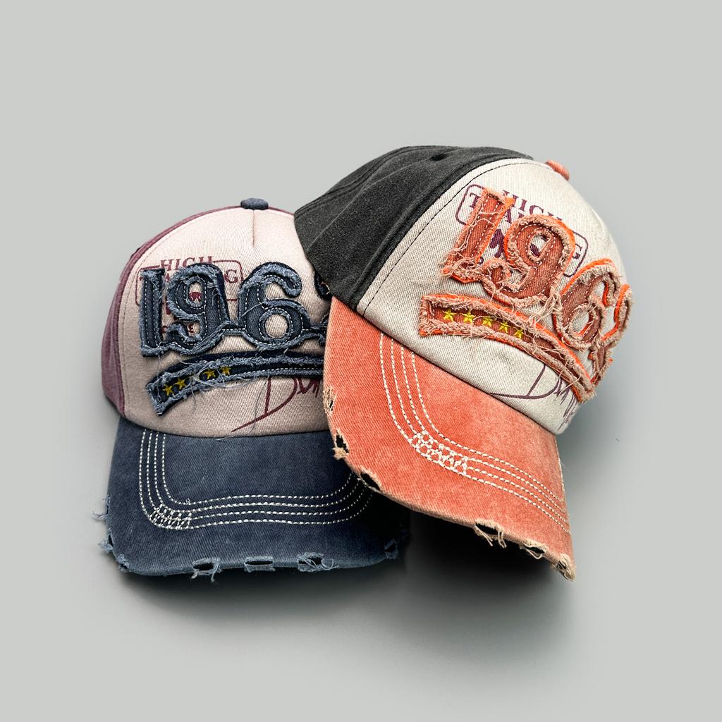 Color Matching Casual Patch 1962 Letter Baseball Cap Men'S And Women'S Sunshade Retro Hole Wind Cap