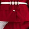 Autumn Winter New Girls' Long Sleeve + White Belt Top Ruffled Blazer Long Pants Three-Piece Set