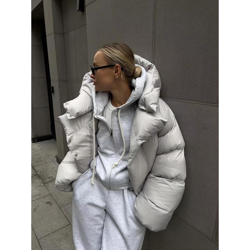 

Модное зимнее пальто-пуховик, короткая стеганая хлопковая куртка с капюшоном, короткая хлопковая куртка с капюшоном Light gray M