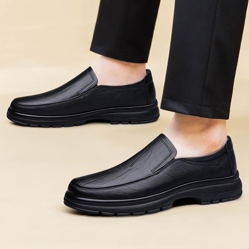 Fashion 100% Genuine Leather Men's Loafers Soft Cowhide Men's Casual Shoes Brand Anti Slip Black Brown Thick Soled Business Shoes tenis