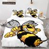 Cartoon Bee Duvet Cover Insect Honeybee Bedding Set Microfiber Wild Animal Comforter Cover King For Teens Boys Kawaii Home Decor