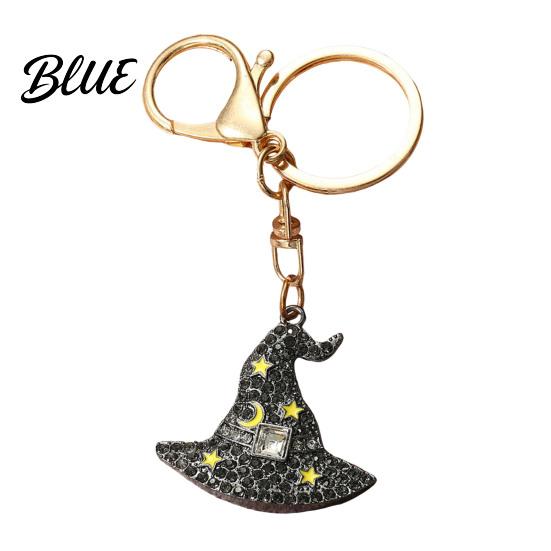 Decorative Charms Halloween Rhinestone Pumpkin Keychain Ghost Witch Hat Spider Web Cat Party Favors Bag Charm Car Key Ring for Handbags Backpacks