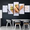 5 Stück Eiswaffel Leinwandgemälde Wandposter HD Druck Ungerahmt 5 Stück Bilder Kunstraumdekor Modern Abstrakt