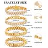 7/8/9inch Prong Miami Cuban Link Chain Bracelets for Women 2 Row Rhinestone Cuban Chain Bracelet Wristband Trendy Jewelry Gifts