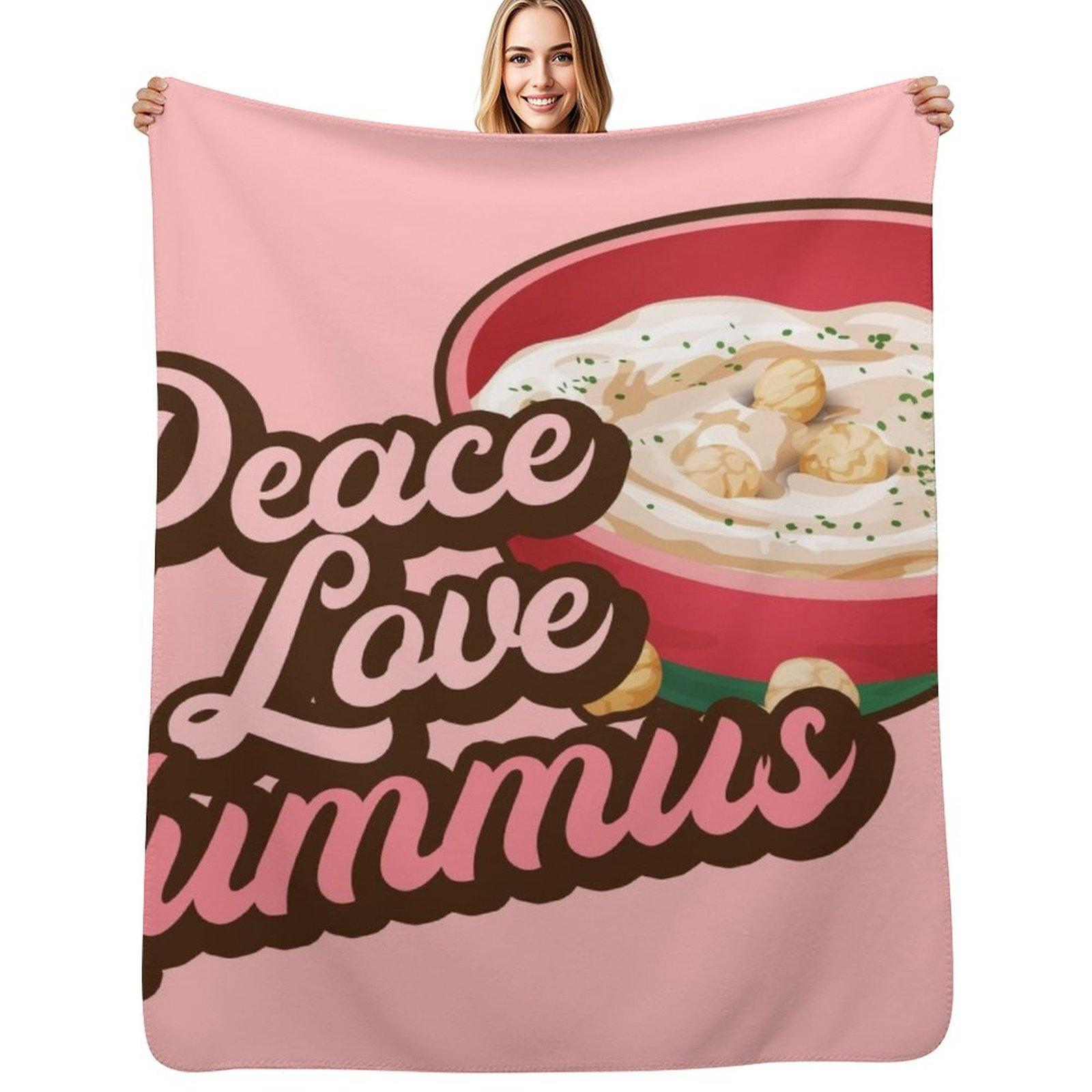 

Peace Love Hummus Throw Blanket Multi Use Warm Blanket for Living Room Bedroom 75x100cm