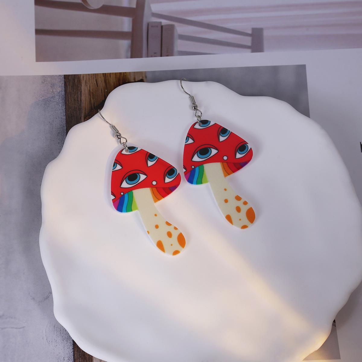 Creative Tai Chi Circle & Mushroom Acrylic Earrings - Unique Design for Women