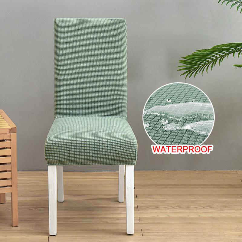Waterproof Jacquard Chair Cover For Dining Room Thick Fabric Chair Slipcover Protector Washable Seat Cover For El Banquet 1Pc