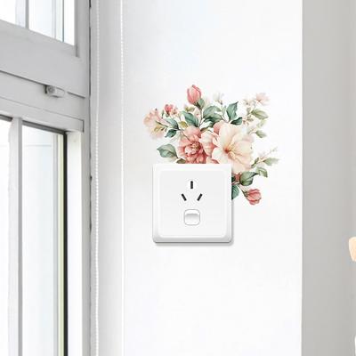 Colourful Bright Flowers Bedroom Living Room Switch Home Background Beautification Wall Stickers