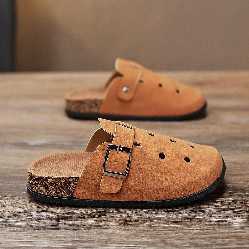 

Нишевые дизайнерские дырчатые туфли для мальчиков и девочек, платформа, ретро, обувь Boken, тапочки, весна-лето 2025, новые ленивые тапочки 35 коричневый