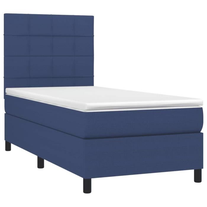 3141751 vidaXL Lit à sommier tapissier avec matelas Bleu 90x200 cm Tissu