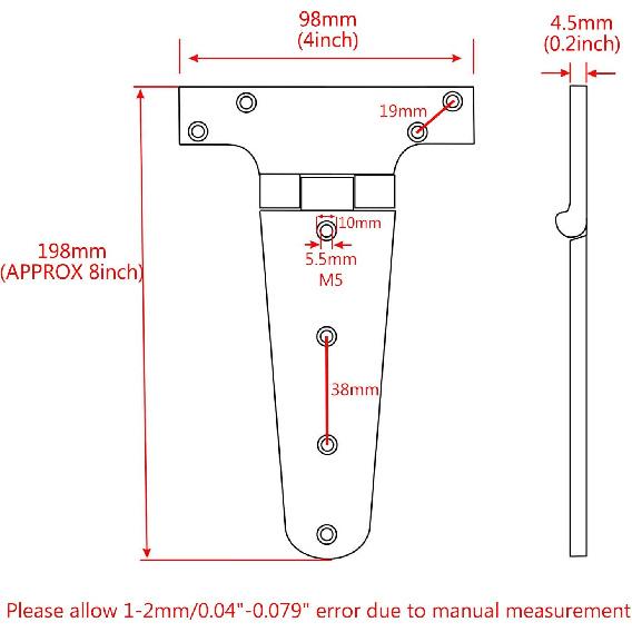 Pair of 316 Stainless Steel Heavy Duty Marine Grade "T" Hinge 8"(L)*4"(W) Cast Strap Hinge