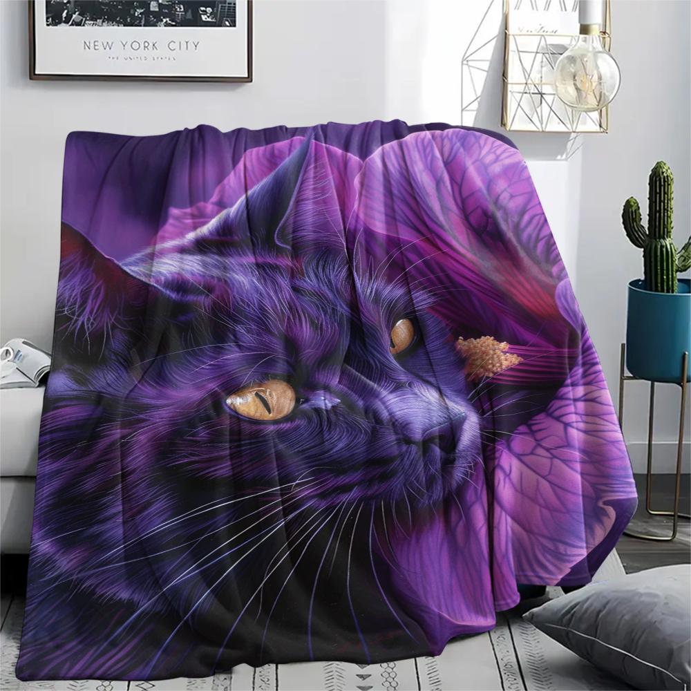 1Pc Cartoon Print Flannel Blanket, High Quality Comfortable for All Seasons, Home Decor, Warmth and Comfort, Perfect for Christmas Birthday Gift