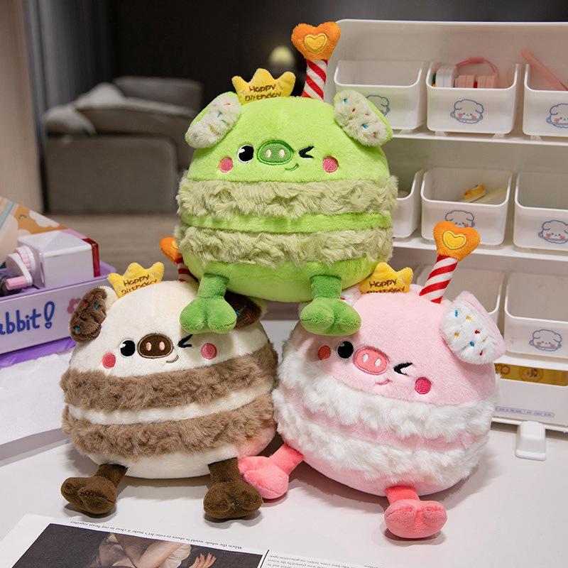 Cartoon Funny Pig Pig Doll Plush Toy Pig You Happy Birthday Cake Candle Doll Children Gift Doll