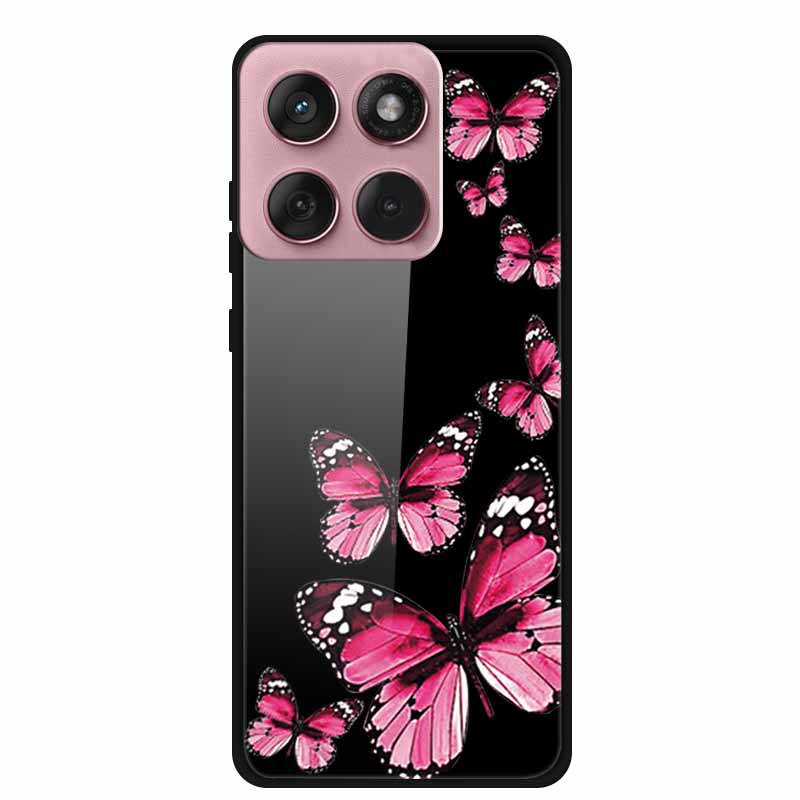 Für Motorola Edge 60 60s 5G Glas Hülle Cartoon Weicher Stoßfänger Hartes Gehärtetes Glas Rückseite Hülle Für Motorola Edge 60 Fusion Schale