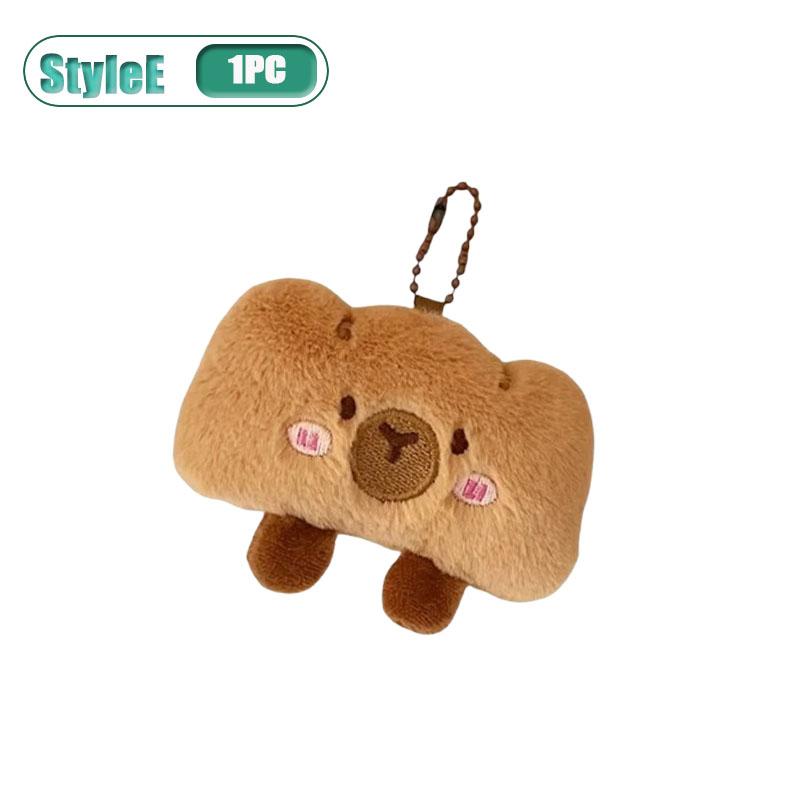 1-10PCS Adorable Capybara Plushie Keyring Funny Bread Topper Anime Style Fluffy Hanging Toy Cute Food Decor For Teens