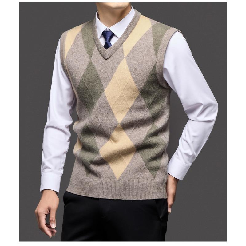 Men S Knit Vest V Neck Sleeveless Pullover Business Casual Sweater