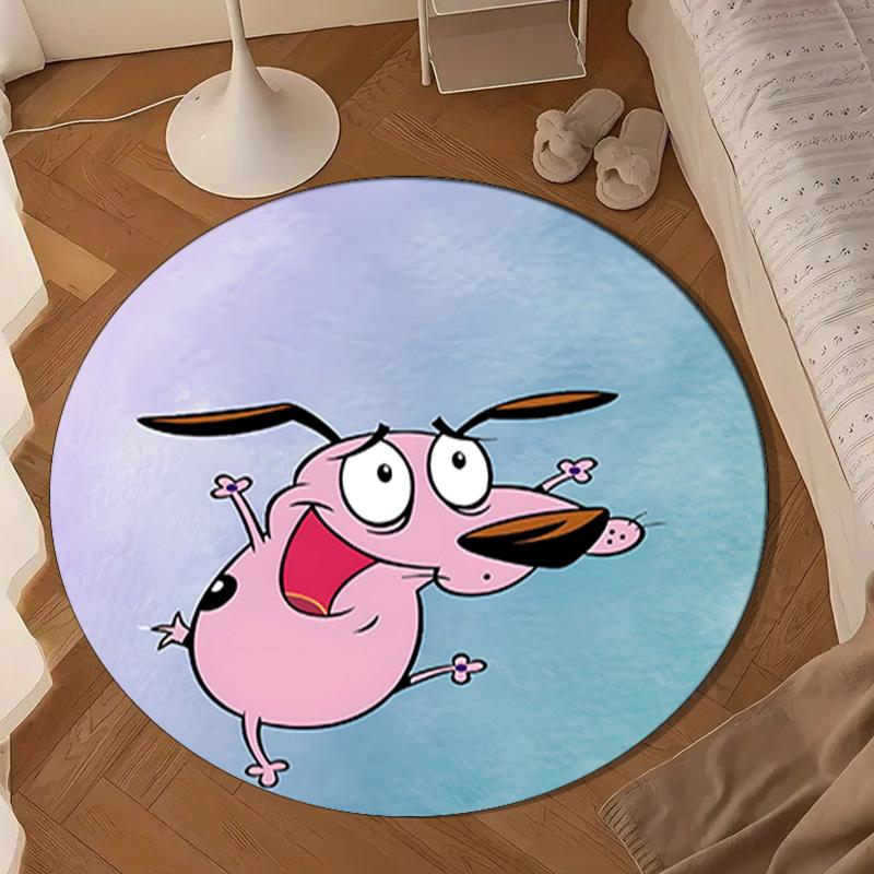 Cowardly Dog Cartoon Round Rug for Livingroom,Bedroom, Palyroom, Chair Rug, Area rug, Circle Carpet, Large Size Fan Christmas gift