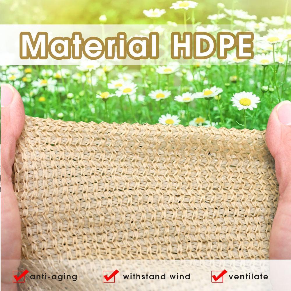 Outdoor Terrace Shading Net 80% Shading Rate HDPE Beige Shadow Mesh for Summer Gazebo Garden Sunscreen Shielding Awning Cloth