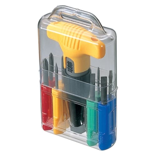 ANEX Screwdriver Set with T-Shaped Ratchet, 8-Piece Set (Phillips 0/Phillips 1/Phillips 2/Slotted 1.8/Slotted 2.5/Slotted 5/Slotted 6/Drill Bit) No. 5