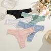 Duży Rozmiar 3 Szt. Damskie Bawełniane Stringi Seksowne Prążkowane Oddychające Majtki Codzienna Urocza Bielizna z Kokardką Dziewczęca Niska Talia G-String Lingerie