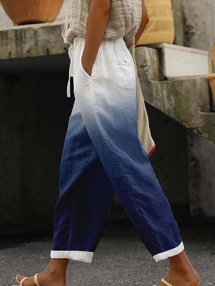 New Women's Regular Drawstring Pocket Casual Pants Multi-color Digital Printed Women's Trousers