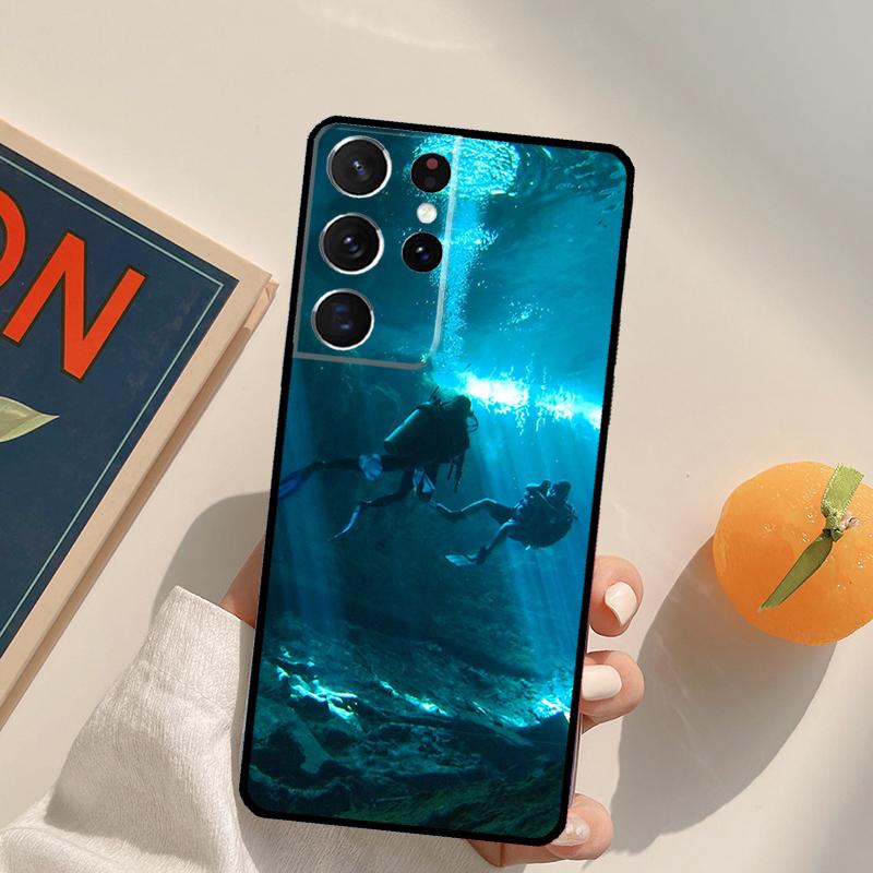 Scuba Diving Diver Phone Case For Samsung Galaxy S22 S23 S21 S20 FE Ultra S8 S9 S10 Plus Note 10 20 Ultra Cover