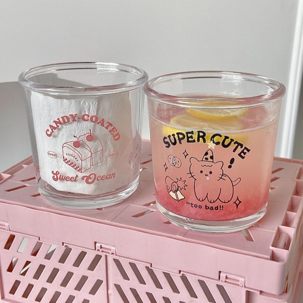 

Transparent Cartoon Dessert Cup Circular Glass Cup New Coffee Cup Style C