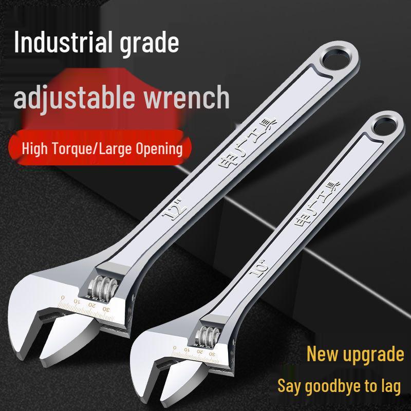 Universal Multifunctional Adjustable Wrench with Large Opening: 6, 8, 10, 12, 15, 18 Inches, High Hardness