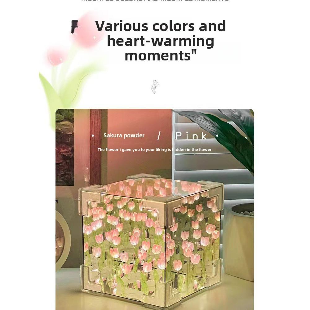 Tulip Night Light Girl Gift for Girlfriend DIY Material Handmade Flower Sea