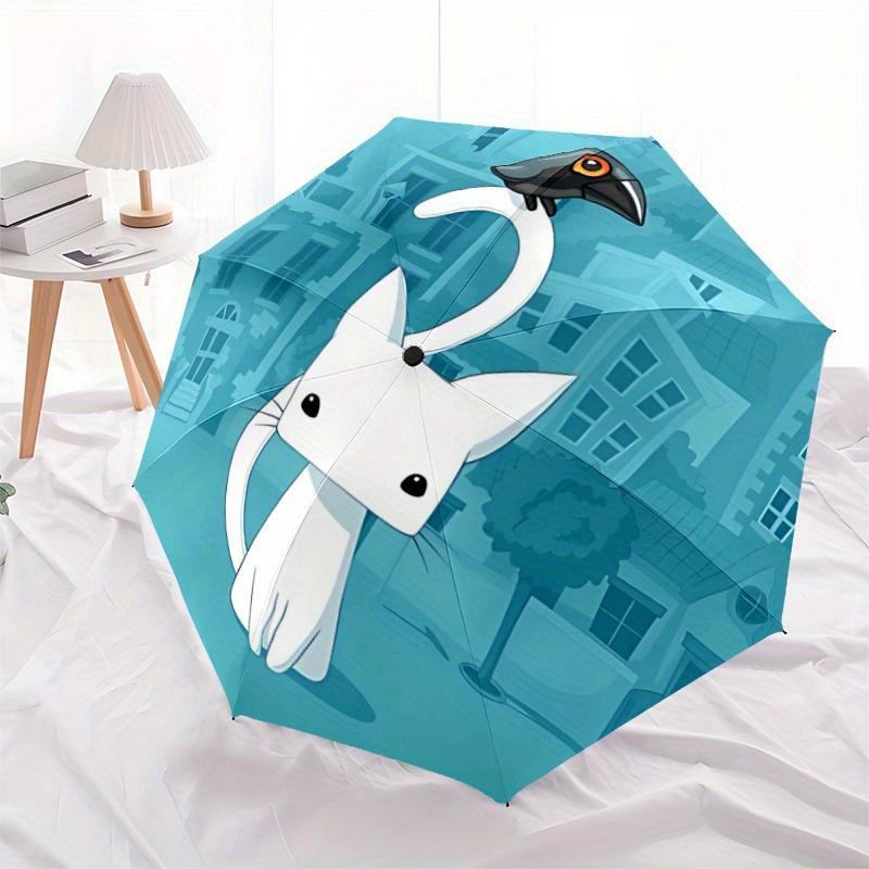 1pc Cat Crow Automatic Open/close, All-Season Portable Folding Umbrella, Travel, Everyday, Formal Events - Compact Luxury Parasol, Outdoor Accessory,