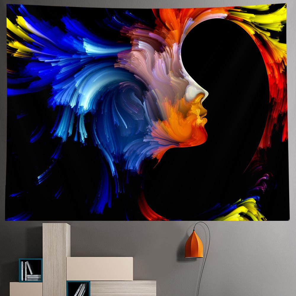 Colorful Abstract Couple Figure Art Tapestry Psychedelic Scene Hippie Boho Decor Tapestry Sheet Beach Towel Room Home Decor