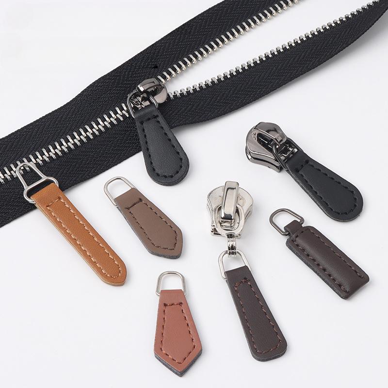 5Pcs Fashionable Zipper Pullers Solid Color PU Detachable Zipper Pullers Bag Clothing Zipper Puller