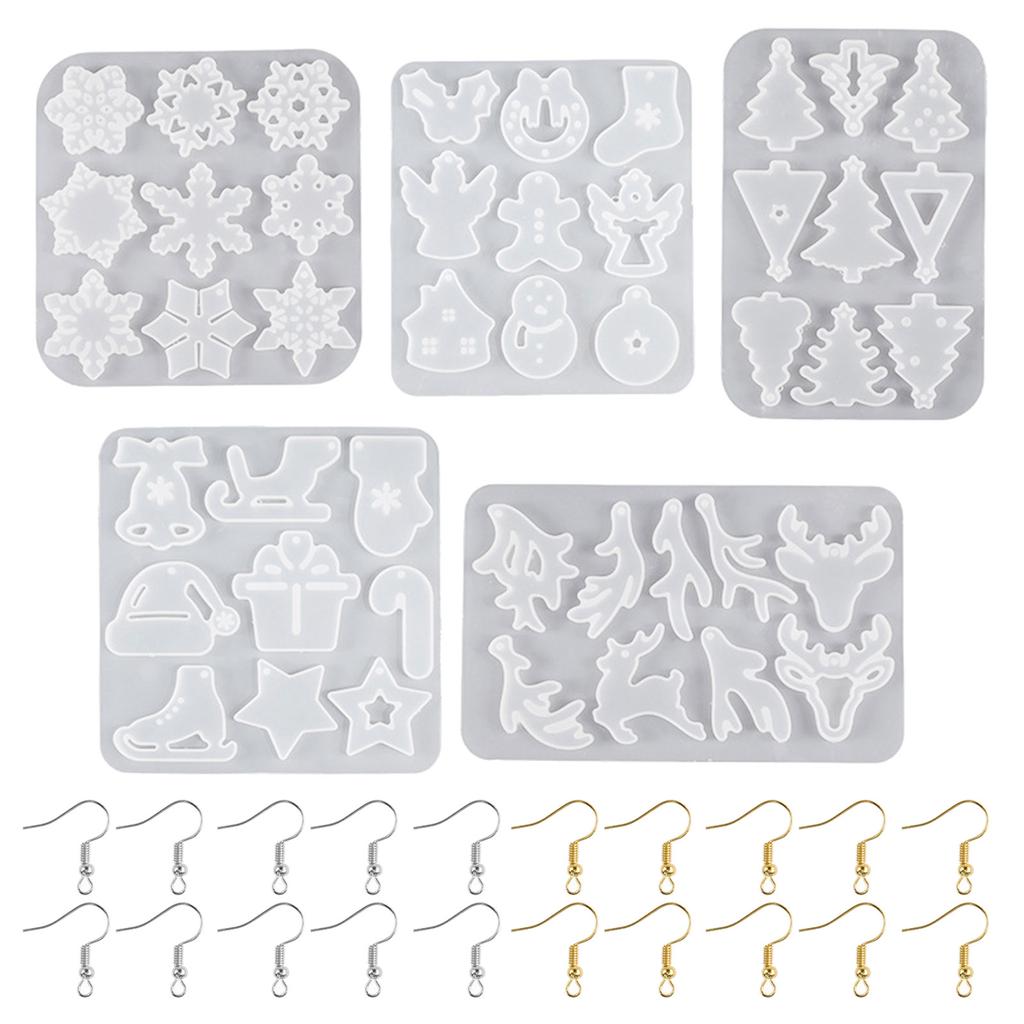 Christmas Series Earrings Silicone Molds Crystal Epoxy Resin Christmas Ornament Molds for Festive Jewelry Crafting
