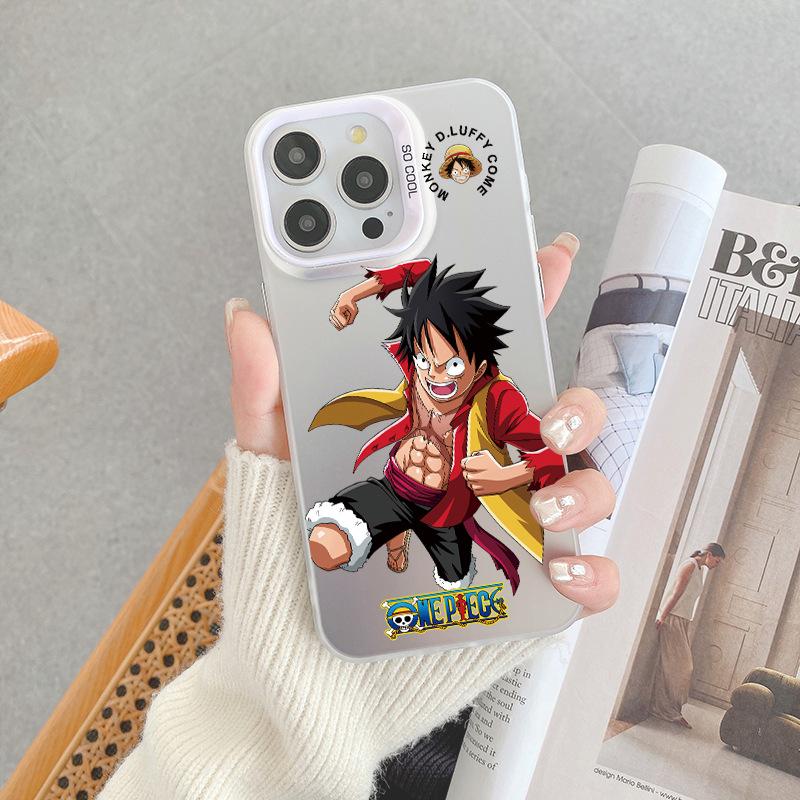 ONE PIECE Luffy Ace Mobile Phone Case iPhone17pm Trendy Cool Anti-drop Colored Silver IMD Apple 16pro Boys