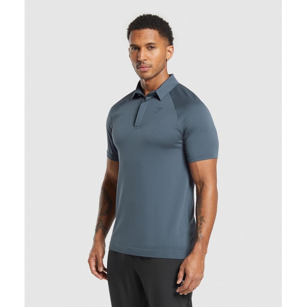 Gymshark Polo sin costuras Azul Titanio A1b1m Ucmq