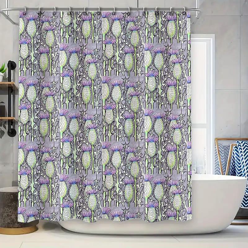 

Floral Shower Curtain Botanical Pattern Bathroom Decor Waterproof Fabric Liner Vintage Farmhouse Style Washable Curtains W60H190(CM)-1 Pcs