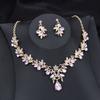 Luxury 3 Pcs Wedding Jewelry Sets for Women Dangle Earrings and Necklace Sets Bridal Costume Accessory