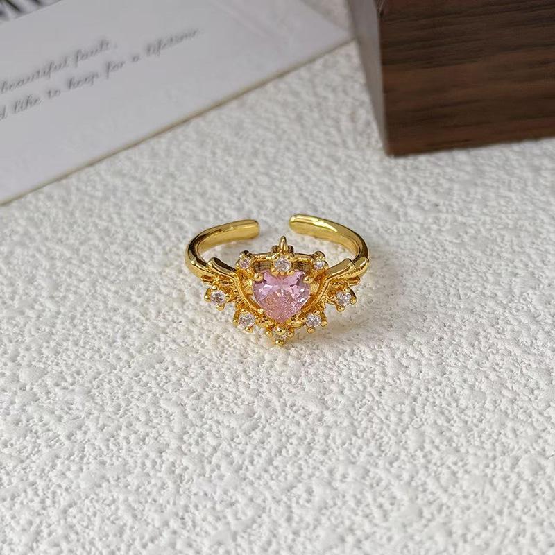 Micro Inlaid Personality Vintage Geometric Opening Ring Women'S Fashion Retro High Sense Niche Design Ring