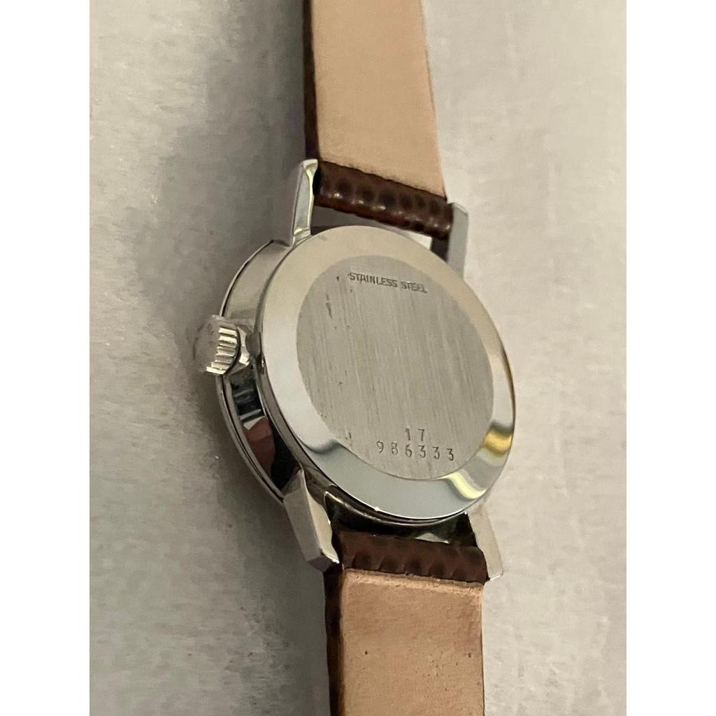 Used In operationLONGINES Brown Leather Belt Ladies Manual Winding Wristwatch New Leather Belt Genuine Buckle