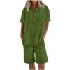 Women's Casual Pants Set Fashion Women's Shirt Soild Two Piece Set