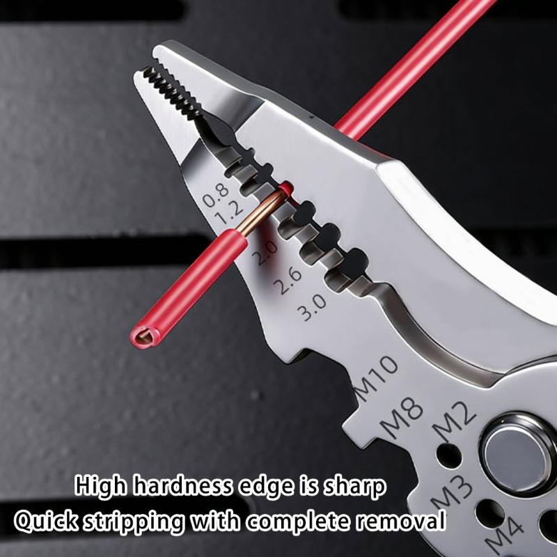 Ergonomic Handle Electrical Tool with None Contact Voltage Detection Wire Stripping and Cutting Capabilities Ergonomic Handle