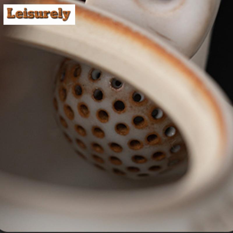 Retro Soda Glaze Ceramic Teapot Hand-painted Landscape Lifting Beam Pot Boiling Water Side Handle Kettle For Electric Stove