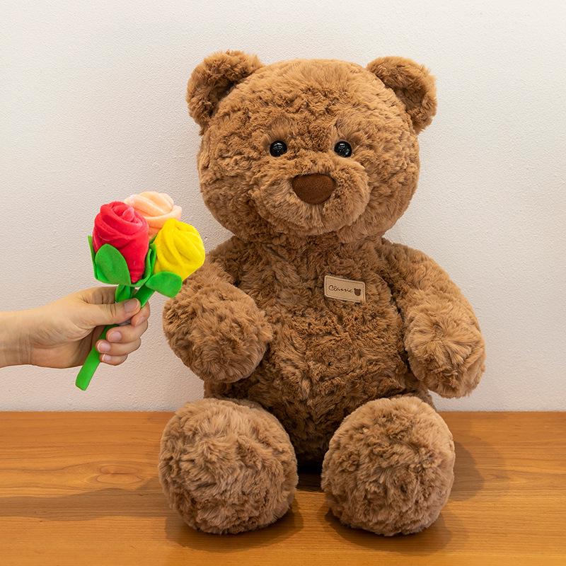 Rose Bouquet Bear Plush Doll - Cute Gift for Couples & Girls