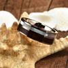 8mm Men Gold Color Stainless Steel Abalone Shell Rings Inlay KOA Wood Rings For Men Wedding Engagement Jewelry Gifts